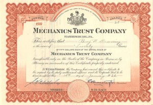 Mechanics Trust Co. - Stock Certificate